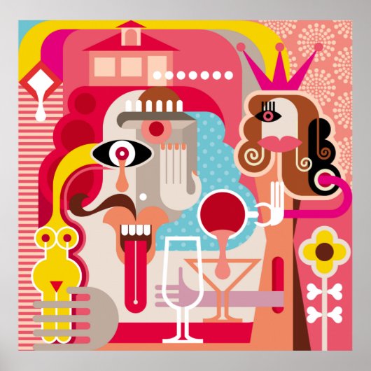 Frauen und Männer-Illustration. Moderne Kunst, Kun Poster (Vorne)