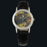 Frauen und Pferd Armbanduhr<br><div class="desc">Hier sehen Sie Sir Edwin Henry Landseers Ölgemälde The Shrew Tamed oder The Hübsch Horsebreaker (1861). Eine elegante Frau in schwarzen Kleidersesseln neben einem schönen braunen Pferd. Ein kleiner Hund beobachtet im Hintergrund. Sie sitzen alle in einer Heu-Scheune. Ein perfektes Geschenk für Pferdefreunde und Viktorianische Kunst.</div>