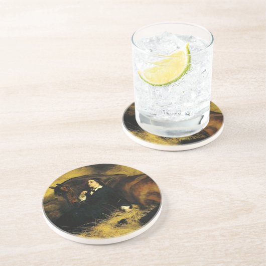 Frauen und Pferd Getränkeuntersetzer (Seite)