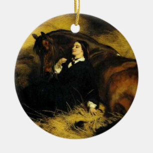 Frauen und Pferd Keramik Ornament