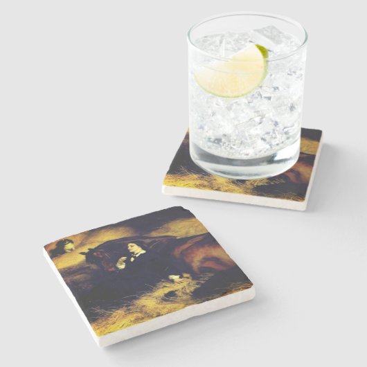 Frauen und Pferd Steinuntersetzer (Seitenansicht)