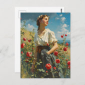 Frauen und Rose Vintag Postkarte (Vorne/Hinten)