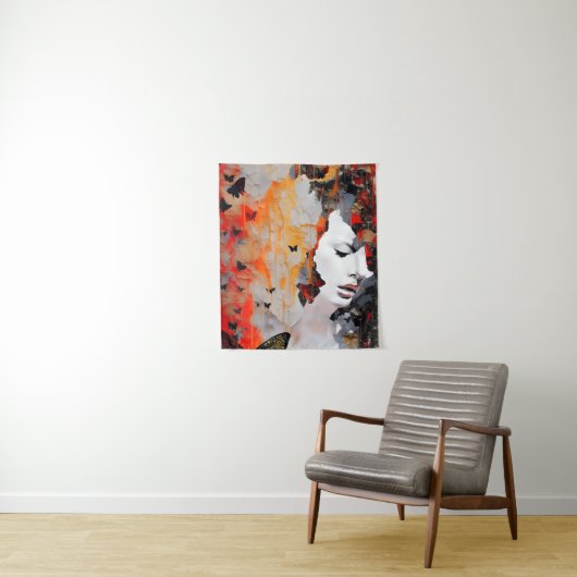 Frauen und Schmetterlinge, unbesonnene Malerei Wandteppich (Beispiel)