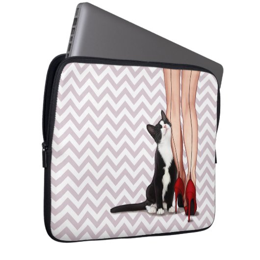 Frauen-und Smokings-Katze Laptopschutzhülle (Vorne Rechts)