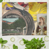 Frauen und Wein Collage Geschirrtuch (Gefaltet)