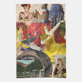 Frauen und Wein Collage Geschirrtuch