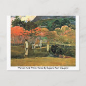 Frauen und Weiße Pferde von Eugene Paul Gauguin Postkarte (Vorderseite)