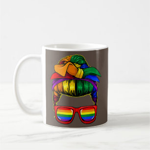 Frauen Unordentlicher Dutt Mama LGBT-Flagge Schwul Kaffeetasse