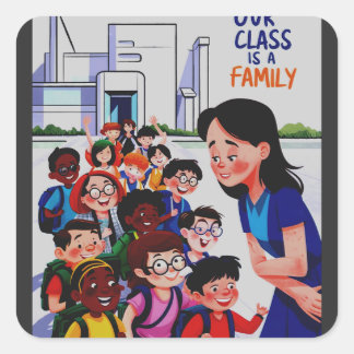 Frauen Unsere Klasse ist eine Familie Quadratischer Aufkleber