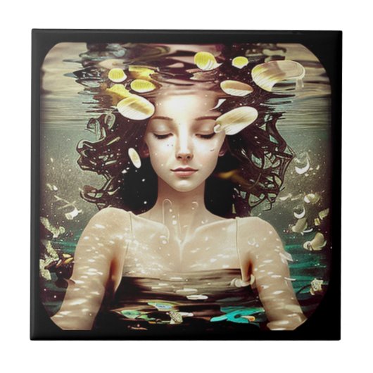 Frauen unter Wasser, | AI Artwork Fliese (Vorderseite)