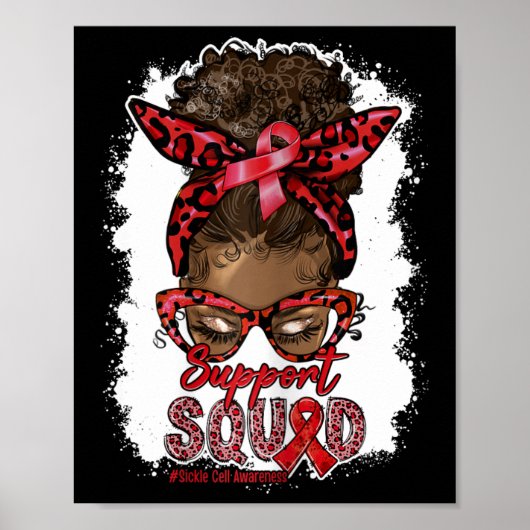Frauen unterstützen Squad Afro Messy Bun Leopard S Poster (Vorne)