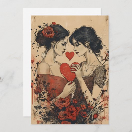 Frauen Valentinstag Feiertagskarte (Vorne/Hinten)