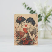 Frauen Valentinstag Postkarte (Stehend Vorderseite)