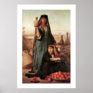 Frauen verkaufen Wasser und Orangen... Poster