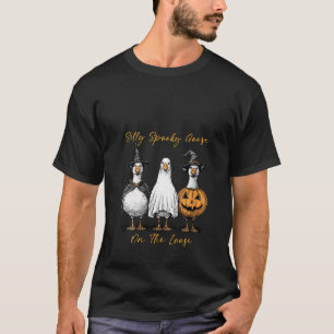 Frauen Verrückte Gruselige Gans Auf Freiem Fuß Hal T-Shirt