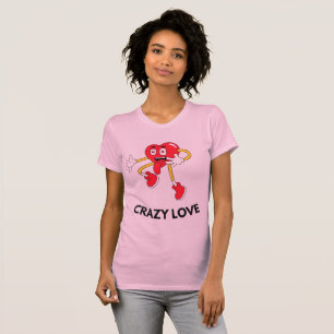 Frauen Verrückte Liebe Herz Maskottchen Shirt - Cu