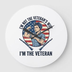 Frauen Veteran Patriotisch Vintage Gravur Shirt De Große Wanduhr