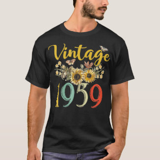 Frauen Vintag 1959 Sonnenblume 63. Geburtstag Awes T-Shirt