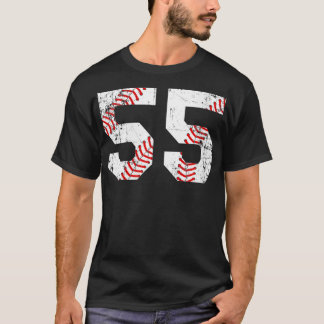 Frauen Vintag Baseball 55 Jersey Nummer VNeck T-Shirt