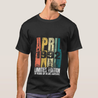 Frauen Vintag im April 1992 Tag 29 Jahre alt 29. T-Shirt