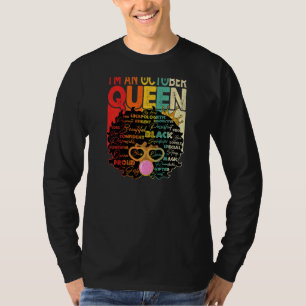 Frauen Vintag Melanin Afro Oktober Queen Black H T-Shirt
