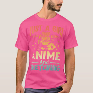 Frauen Vintag Retro nur ein Mädchen, das Anime A L T-Shirt