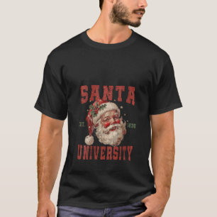 Frauen Vintag Retro Santa Claus Face University F T-Shirt