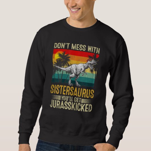 Frauen Vintag Sistersaurus Dinosaurier Rex Mot Sweatshirt (Vorderseite)