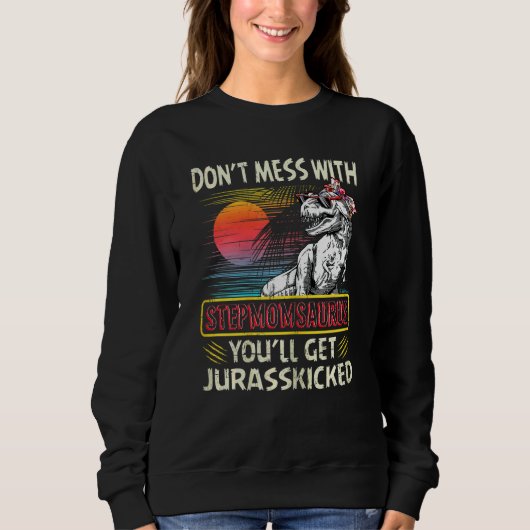 Frauen Vintag Stepmomsaurus Retro Dinosaurs Moth Sweatshirt (Vorderseite)