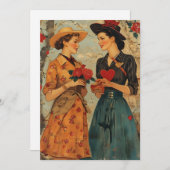 Frauen Vintag Valentinstag Feiertagskarte (Vorne/Hinten)