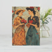 Frauen Vintag Valentinstag Feiertagskarte (Stehend Vorderseite)