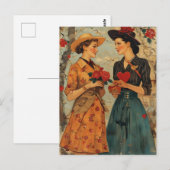 Frauen Vintag Valentinstag Postkarte (Vorne/Hinten)