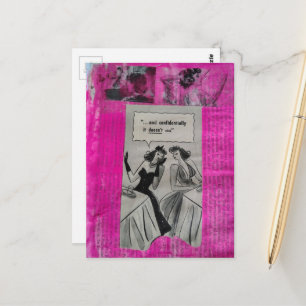 Frauen Vintage-Werbung auf rosa Collage Postkarte