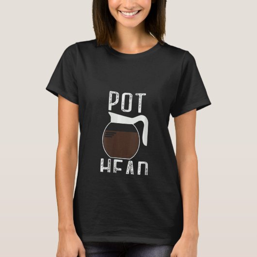 Frauen Vintager Pot-Head-Kaffee T-Shirt (Vorderseite)