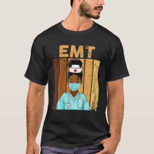Frauen Vintager schwarzer EMT-Stolz nach schwarzer T-Shirt