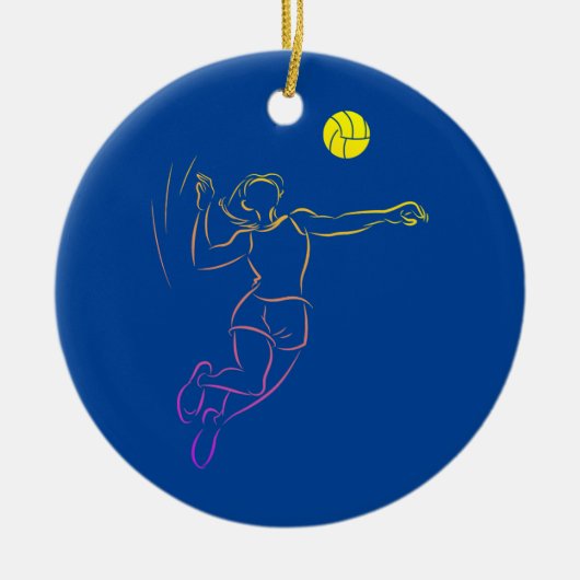 Frauen Volleyball Lover Niedlich Dabbing Volleybal Keramik Ornament (Vorne)