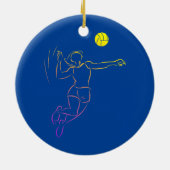 Frauen Volleyball Lover Niedlich Dabbing Volleybal Keramik Ornament (Hinten)