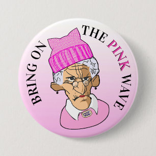 Frauen vom Women's March bringen die rosa Welle Button