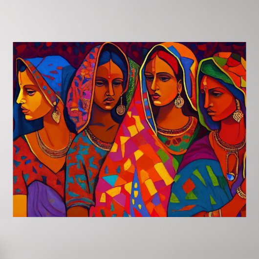 Frauen von Rajasthan Zuhause Wall Art Poster (Vorne)