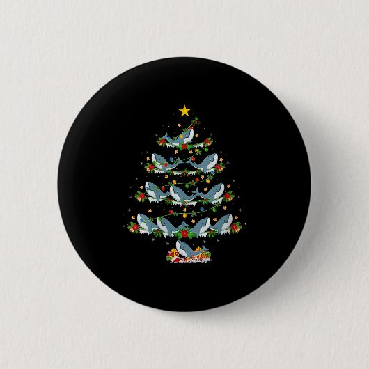 Frauen Wal Weihnachtsbaum Lichter Lustige Meeresti Button (Vorderseite)