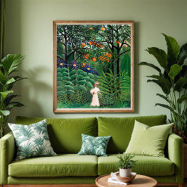 Frauen wandern in einem exotischen Wald Poster