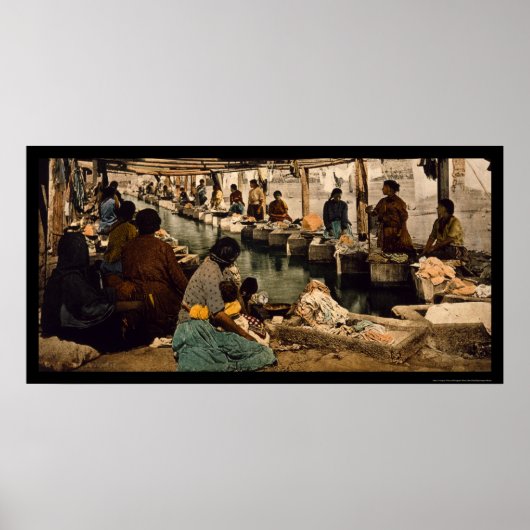 Frauen waschen in Mexiko Stadt, Mexiko 1890 Poster (Vorne)