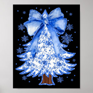 Frauen Weihnachtsbaum Chinoiserie Blau Blumen Coqu Poster