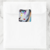 Frauen weinen Lila Tränen Quadratischer Aufkleber (Tasche)