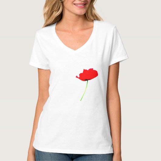 Frauen-Weiß-Shirt MOHNBLUME Sammlungs-01 T-Shirt (Vorderseite)