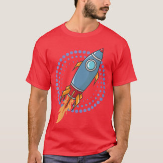 Frauen Weltraum Rakete Raumschiff Comic Rakete V-A T-Shirt