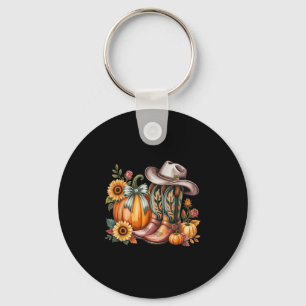 Frauen Western Fall Pumpkin Sonnenblumen Cowboy Bo Schlüsselanhänger