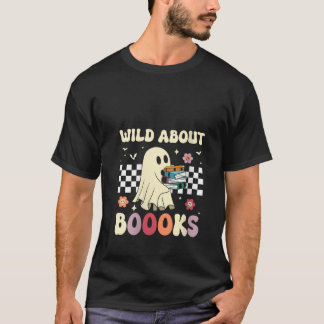 Frauen Wild über Bücher, die in einem Gespenst gel T-Shirt