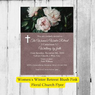 Frauen-Winter-Rückzug Blush Pink Floral Kirche Flyer
