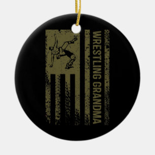 Frauen Wrestling Oma Vintage Amerikanische Flagge Keramik Ornament